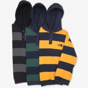 [국내배송]노스페이스 스트라이프 럭비 후드 맨투맨
