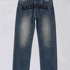 [국내배송]발렌시아가 로고 더티 다크 블루 스트레이트 데님 팬츠